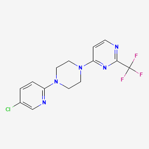 molecular formula C14H13ClF3N5 B5615639 4-[4-(5-chloropyridin-2-yl)piperazin-1-yl]-2-(trifluoromethyl)pyrimidine 