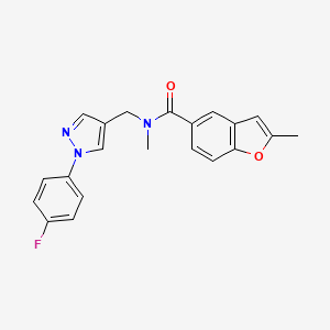 molecular formula C21H18FN3O2 B5615641 N-{[1-(4-fluorophenyl)-1H-pyrazol-4-yl]methyl}-N,2-dimethyl-1-benzofuran-5-carboxamide 