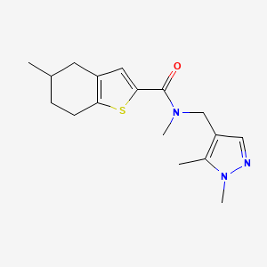 molecular formula C17H23N3OS B5615760 N-[(1,5-dimethyl-1H-pyrazol-4-yl)methyl]-N,5-dimethyl-4,5,6,7-tetrahydro-1-benzothiophene-2-carboxamide 