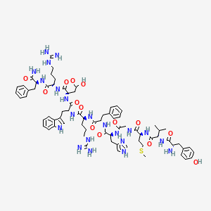 molecular formula C72H97N21O14S B561578 (3S)-3-[[(2S)-2-[[(2S)-2-[[(2S)-2-[[(2S)-2-[[2-[[(2S)-2-[[(2S)-2-[[(2S)-2-amino-3-(4-hydroxyphenyl)propanoyl]amino]-3-methylbutanoyl]amino]-4-methylsulfanylbutanoyl]amino]acetyl]amino]-3-(1H-imidazol-4-yl)propanoyl]amino]-3-phenylpropanoyl]amino]-5-carbamimidamidopentanoyl]amino]-3-(1H-indol-3-yl)propanoyl]amino]-4-[[(2S)-1-[[(2S)-1-amino-1-oxo-3-phenylpropan-2-yl]amino]-5-carbamimidamido-1-oxopentan-2-yl]amino]-4-oxobutanoic acid CAS No. 72629-65-3