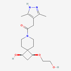 molecular formula C17H27N3O4 B5615780 (1R*,3S*)-7-[(3,5-dimethyl-1H-pyrazol-4-yl)acetyl]-3-(2-hydroxyethoxy)-7-azaspiro[3.5]nonan-1-ol 