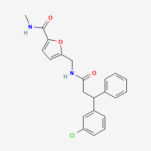molecular formula C22H21ClN2O3 B5615792 5-({[3-(3-chlorophenyl)-3-phenylpropanoyl]amino}methyl)-N-methyl-2-furamide 