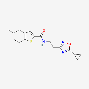 molecular formula C17H21N3O2S B5615815 N-[2-(5-cyclopropyl-1,2,4-oxadiazol-3-yl)ethyl]-5-methyl-4,5,6,7-tetrahydro-1-benzothiophene-2-carboxamide 