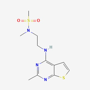 molecular formula C11H16N4O2S2 B5615829 N-methyl-N-{2-[(2-methylthieno[2,3-d]pyrimidin-4-yl)amino]ethyl}methanesulfonamide 