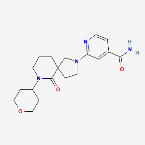 molecular formula C19H26N4O3 B5615842 2-[6-oxo-7-(tetrahydro-2H-pyran-4-yl)-2,7-diazaspiro[4.5]dec-2-yl]isonicotinamide 