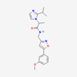 molecular formula C20H24N4O3 B5615855 2-(2-isopropyl-1H-imidazol-1-yl)-N-{[5-(3-methoxyphenyl)-3-isoxazolyl]methyl}propanamide 