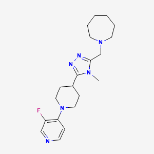 molecular formula C20H29FN6 B5615874 1-({5-[1-(3-fluoropyridin-4-yl)piperidin-4-yl]-4-methyl-4H-1,2,4-triazol-3-yl}methyl)azepane 
