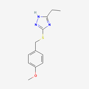molecular formula C12H15N3OS B5615888 3-ethyl-5-[(4-methoxybenzyl)thio]-4H-1,2,4-triazole 
