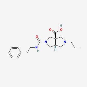 molecular formula C19H25N3O3 B5615908 (3aR*,6aR*)-2-allyl-5-{[(2-phenylethyl)amino]carbonyl}hexahydropyrrolo[3,4-c]pyrrole-3a(1H)-carboxylic acid 