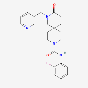molecular formula C22H25FN4O2 B5615915 N-(2-fluorophenyl)-3-oxo-2-(pyridin-3-ylmethyl)-2,9-diazaspiro[5.5]undecane-9-carboxamide 