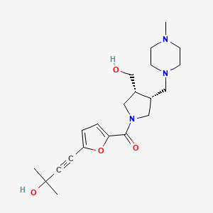 molecular formula C21H31N3O4 B5615955 4-[5-({(3R*,4R*)-3-(hydroxymethyl)-4-[(4-methylpiperazin-1-yl)methyl]pyrrolidin-1-yl}carbonyl)-2-furyl]-2-methylbut-3-yn-2-ol 