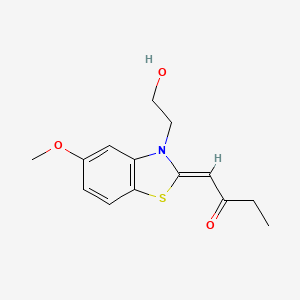molecular formula C14H17NO3S B5615973 1-[3-(2-hydroxyethyl)-5-methoxy-1,3-benzothiazol-2(3H)-ylidene]-2-butanone 
