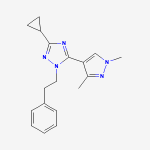 molecular formula C18H21N5 B5615995 3-cyclopropyl-5-(1,3-dimethyl-1H-pyrazol-4-yl)-1-(2-phenylethyl)-1H-1,2,4-triazole 