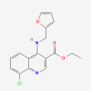 molecular formula C17H15ClN2O3 B5616013 ethyl 8-chloro-4-[(2-furylmethyl)amino]-3-quinolinecarboxylate 