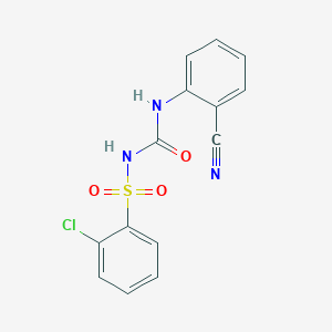 molecular formula C14H10ClN3O3S B5616024 2-chloro-N-{[(2-cyanophenyl)amino]carbonyl}benzenesulfonamide 
