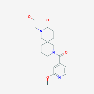 molecular formula C19H27N3O4 B5616043 2-(2-methoxyethyl)-8-(2-methoxyisonicotinoyl)-2,8-diazaspiro[5.5]undecan-3-one 