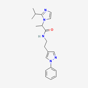 molecular formula C20H25N5O B5616105 2-(2-isopropyl-1H-imidazol-1-yl)-N-[2-(1-phenyl-1H-pyrazol-4-yl)ethyl]propanamide 