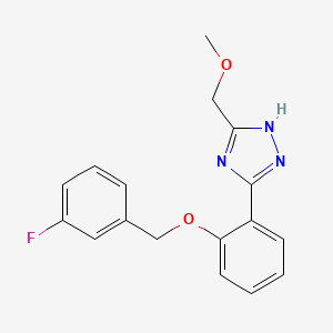molecular formula C17H16FN3O2 B5616137 5-{2-[(3-fluorobenzyl)oxy]phenyl}-3-(methoxymethyl)-1H-1,2,4-triazole 
