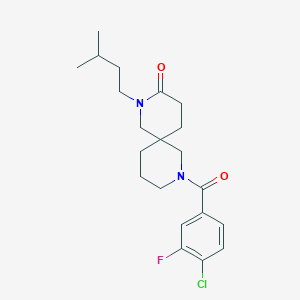 molecular formula C21H28ClFN2O2 B5616144 8-(4-chloro-3-fluorobenzoyl)-2-(3-methylbutyl)-2,8-diazaspiro[5.5]undecan-3-one 