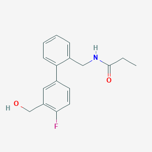 molecular formula C17H18FNO2 B5616170 N-{[4'-fluoro-3'-(hydroxymethyl)biphenyl-2-yl]methyl}propanamide 