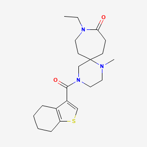 molecular formula C21H31N3O2S B5616178 9-ethyl-1-methyl-4-(4,5,6,7-tetrahydro-1-benzothien-3-ylcarbonyl)-1,4,9-triazaspiro[5.6]dodecan-10-one 