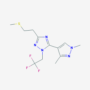 molecular formula C12H16F3N5S B5616183 5-(1,3-dimethyl-1H-pyrazol-4-yl)-3-[2-(methylthio)ethyl]-1-(2,2,2-trifluoroethyl)-1H-1,2,4-triazole 