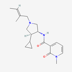molecular formula C19H27N3O2 B5616195 N-{rel-(3R,4S)-4-cyclopropyl-1-[(2E)-2-methyl-2-buten-1-yl]-3-pyrrolidinyl}-1-methyl-2-oxo-1,2-dihydro-3-pyridinecarboxamide hydrochloride 