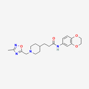 molecular formula C20H26N4O4 B5616219 N-(2,3-dihydro-1,4-benzodioxin-6-yl)-3-{1-[(3-methyl-1,2,4-oxadiazol-5-yl)methyl]piperidin-4-yl}propanamide 
