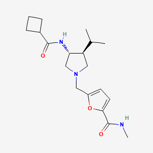 molecular formula C19H29N3O3 B5616242 5-({rel-(3R,4S)-3-[(cyclobutylcarbonyl)amino]-4-isopropyl-1-pyrrolidinyl}methyl)-N-methyl-2-furamide hydrochloride 
