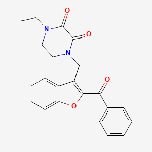 molecular formula C22H20N2O4 B5616275 1-[(2-benzoyl-1-benzofuran-3-yl)methyl]-4-ethylpiperazine-2,3-dione 