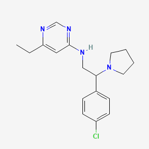 molecular formula C18H23ClN4 B5616289 N-[2-(4-chlorophenyl)-2-pyrrolidin-1-ylethyl]-6-ethylpyrimidin-4-amine 