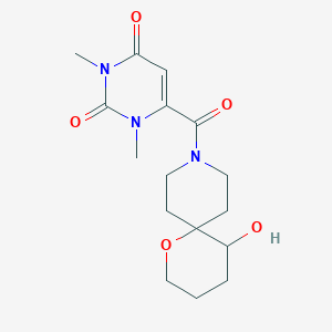 molecular formula C16H23N3O5 B5616295 6-[(5-hydroxy-1-oxa-9-azaspiro[5.5]undec-9-yl)carbonyl]-1,3-dimethyl-2,4(1H,3H)-pyrimidinedione 