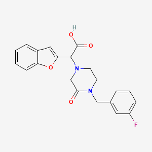 molecular formula C21H19FN2O4 B5616304 1-benzofuran-2-yl[4-(3-fluorobenzyl)-3-oxopiperazin-1-yl]acetic acid 