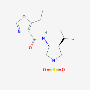 molecular formula C14H23N3O4S B5616333 5-ethyl-N-[(3R*,4S*)-4-isopropyl-1-(methylsulfonyl)-3-pyrrolidinyl]-1,3-oxazole-4-carboxamide 