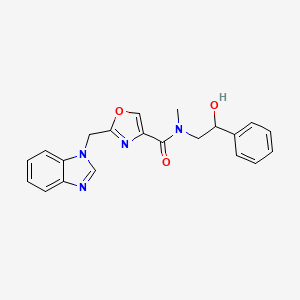 molecular formula C21H20N4O3 B5616347 2-(1H-benzimidazol-1-ylmethyl)-N-(2-hydroxy-2-phenylethyl)-N-methyl-1,3-oxazole-4-carboxamide 