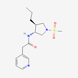 molecular formula C15H23N3O3S B5616353 N-[(3R*,4S*)-1-(methylsulfonyl)-4-propyl-3-pyrrolidinyl]-2-(3-pyridinyl)acetamide 