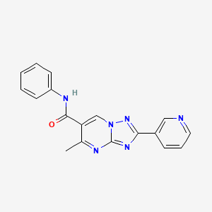 molecular formula C18H14N6O B5616382 5-methyl-N-phenyl-2-(3-pyridinyl)[1,2,4]triazolo[1,5-a]pyrimidine-6-carboxamide 