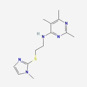 molecular formula C13H19N5S B5616401 2,5,6-trimethyl-N-{2-[(1-methyl-1H-imidazol-2-yl)thio]ethyl}pyrimidin-4-amine 