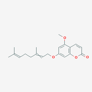 molecular formula C20H24O4 B561641 2H-1-Benzopyran-2-one, 7-[(3,7-dimethyl-2,6-octadien-1-yl)oxy]-5-methoxy- CAS No. 1432075-68-7