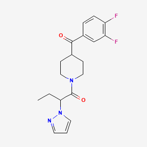 molecular formula C19H21F2N3O2 B5616419 (3,4-difluorophenyl){1-[2-(1H-pyrazol-1-yl)butanoyl]-4-piperidinyl}methanone 