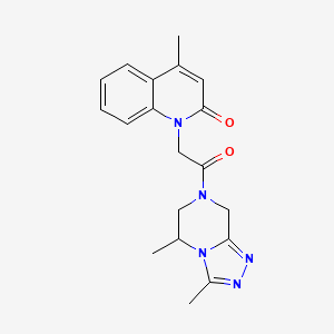molecular formula C19H21N5O2 B5616433 1-[2-(3,5-dimethyl-5,6-dihydro[1,2,4]triazolo[4,3-a]pyrazin-7(8H)-yl)-2-oxoethyl]-4-methylquinolin-2(1H)-one 
