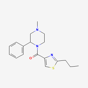 molecular formula C18H23N3OS B5616483 4-methyl-2-phenyl-1-[(2-propyl-1,3-thiazol-4-yl)carbonyl]piperazine 