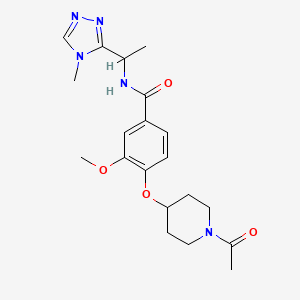 molecular formula C20H27N5O4 B5616534 4-[(1-acetylpiperidin-4-yl)oxy]-3-methoxy-N-[1-(4-methyl-4H-1,2,4-triazol-3-yl)ethyl]benzamide 