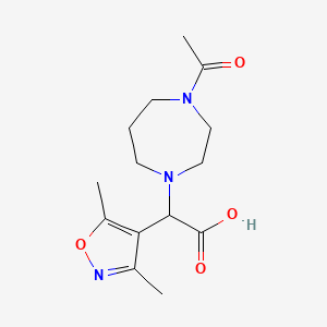 molecular formula C14H21N3O4 B5616542 (4-acetyl-1,4-diazepan-1-yl)(3,5-dimethylisoxazol-4-yl)acetic acid 