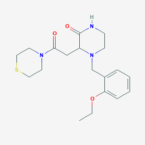 molecular formula C19H27N3O3S B5616548 4-(2-ethoxybenzyl)-3-[2-oxo-2-(4-thiomorpholinyl)ethyl]-2-piperazinone 
