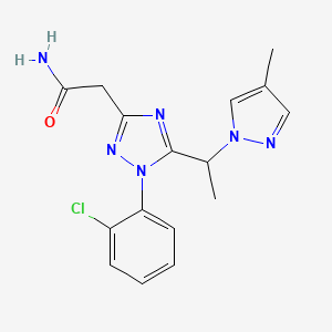 molecular formula C16H17ClN6O B5616555 2-{1-(2-chlorophenyl)-5-[1-(4-methyl-1H-pyrazol-1-yl)ethyl]-1H-1,2,4-triazol-3-yl}acetamide 