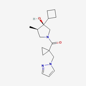 molecular formula C17H25N3O2 B5616583 (3R*,4R*)-3-cyclobutyl-4-methyl-1-{[1-(1H-pyrazol-1-ylmethyl)cyclopropyl]carbonyl}-3-pyrrolidinol 
