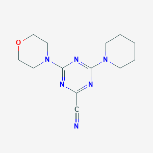 molecular formula C13H18N6O B5616597 4-(4-morpholinyl)-6-(1-piperidinyl)-1,3,5-triazine-2-carbonitrile 