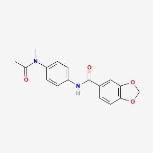 molecular formula C17H16N2O4 B5616603 N-{4-[acetyl(methyl)amino]phenyl}-1,3-benzodioxole-5-carboxamide 