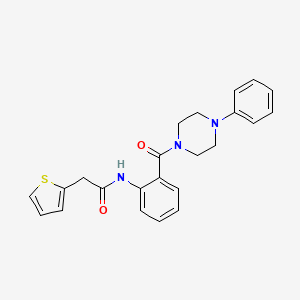 molecular formula C23H23N3O2S B5616619 N-{2-[(4-phenyl-1-piperazinyl)carbonyl]phenyl}-2-(2-thienyl)acetamide 